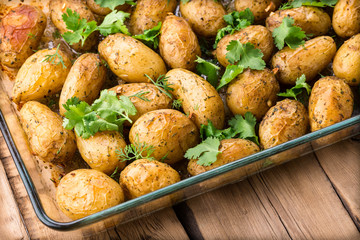 baked potatoes, potatoes in a peel, fried potatoes