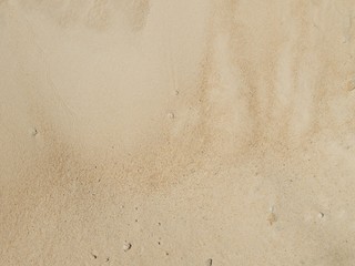 Yellow sand on the beach. Beautiful background and texture of golden beige sand. A photo.