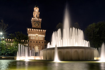 Sforza castle and fountain in Milano, Italy