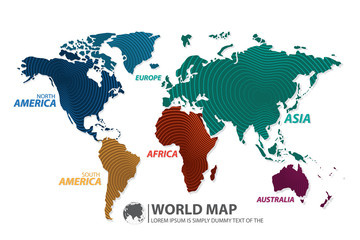 Naklejka premium Modern Digital World Map Globalization Concept. Vector Illustration