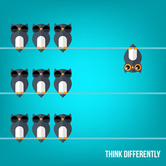 Think differently - Being different, standing out from the crowd -The graphic of owl also represents the concept of individuality , confidence, uniqueness, innovation, creativity.
