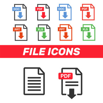 File download icon. Document icon set. PDF file download icon