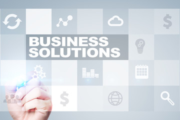 Business solutions on the virtual screen. Business concept.