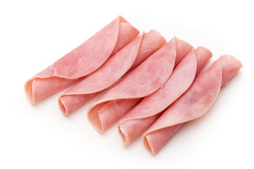 Sausage slices isolated on the white background.
