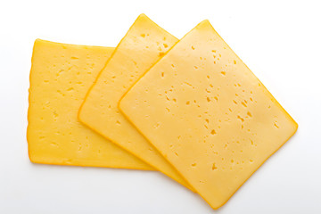 Cheese slice isolated on the white background.