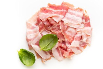Fresh bacon on the isolated background.