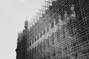 Scaffolding for the renovation of Haydarpasa train station, Istanbul, Turkey