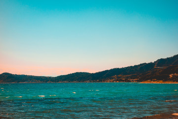 beautiful island with sea in the foreground at afternoon