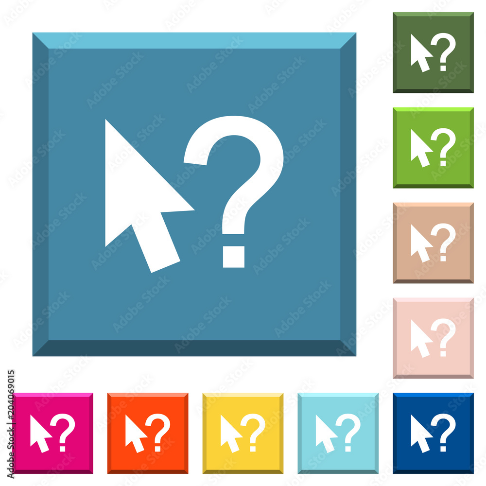 Poster help cursor white icons on edged square buttons