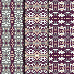 Set of 3 seamless patterns winter design. Christmas textile prints. Vector fashion backgrounds.
