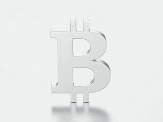 3D illustration silver bitcoin
