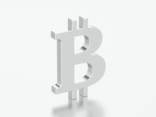 3D illustration silver bitcoin