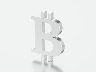 3D illustration silver bitcoin