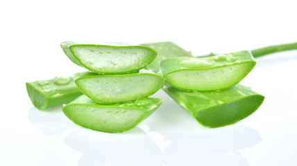 aloe vera fresh leaf on white background