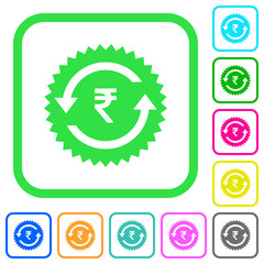 Rupee pay back guarantee sticker vivid colored flat icons