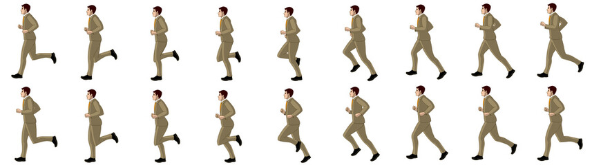 Business man running animation sprite sheet, loop animation