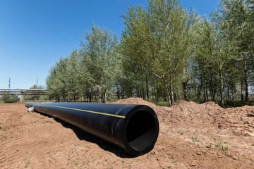 Installation works on replacement  steel pipelines with thick-walled pipes made of polymeric materials