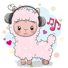 Alpaca with headphones on a white background © reginast777