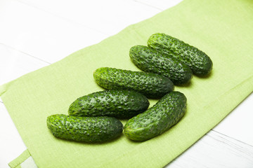 Green cucumber basket background.