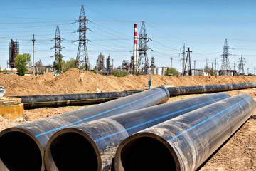 Installation works on replacement  steel pipelines with thick-walled pipes made of polymeric...