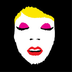 Girl in hat in pop art style. Vector graphics.