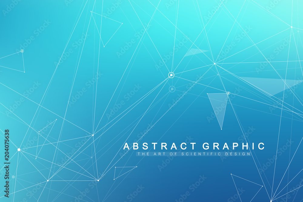 Poster Big data visualization. Graphic abstract background communication. Perspective backdrop visualization. Analytical network visualization. Vector illustration.