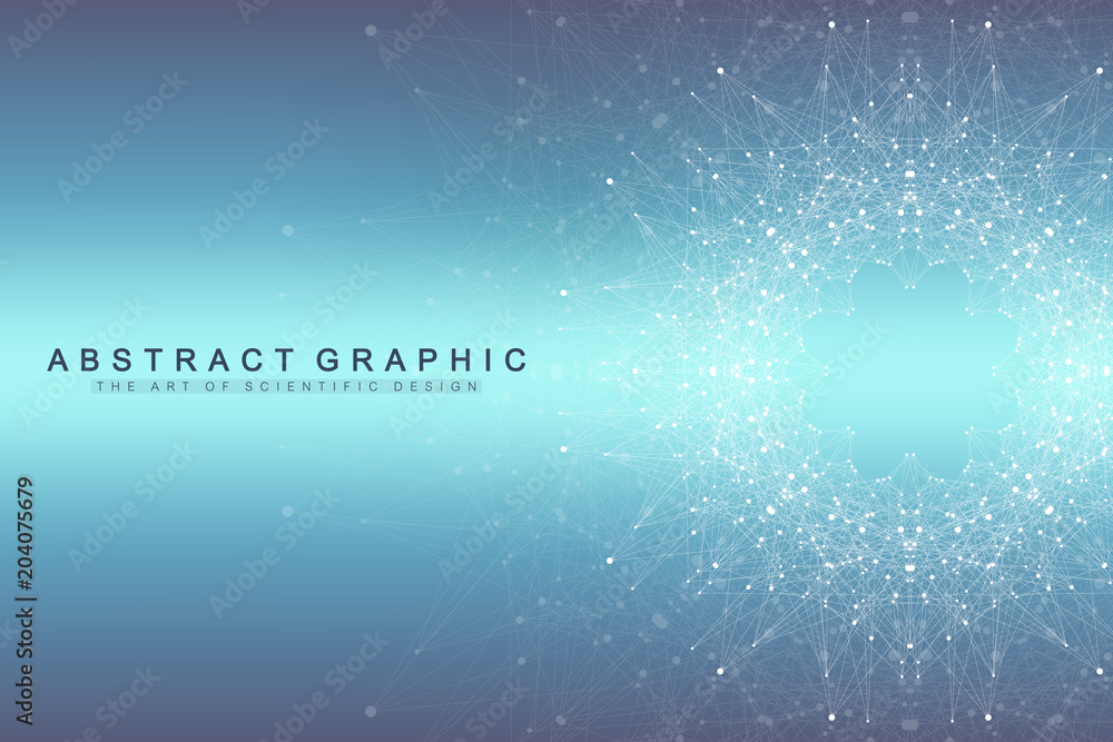 Poster Big data visualization. Graphic abstract background communication. Perspective backdrop visualization. Analytical network visualization. Vector illustration.