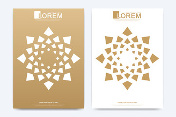 Modern vector template for brochure, Leaflet, flyer, advert, cover, magazine or annual report. A4 size. Islamic design book layout. Abstract golden presentation in islamic style.
