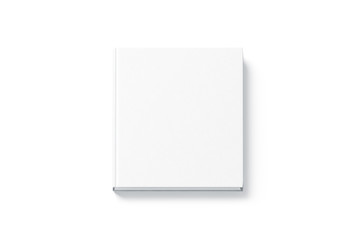 Blank white square hardback book mock up, top view, isolated. Empty notebook hard cover mockup....