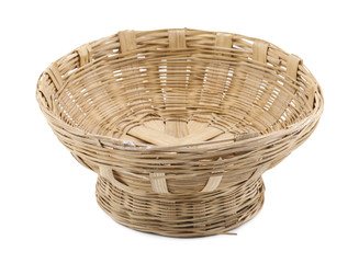 Fototapeta premium Empty Wicker Basket Isolated on White Background