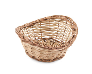 Fototapeta premium Empty Wicker Basket Isolated on White Background
