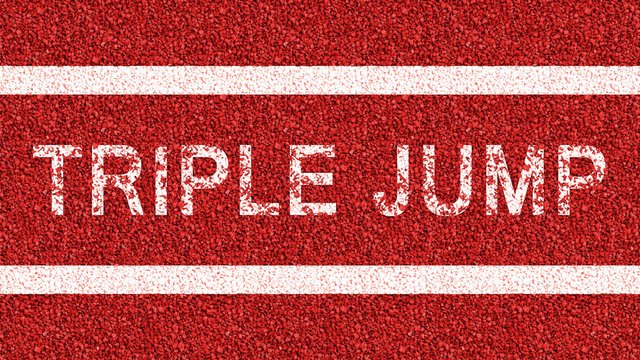 Triple jump font on running track 