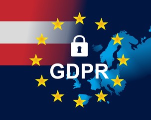 EU and flag of Austria - General Data Protection Regulation