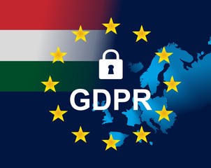 EU and flag of Hungary - General Data Protection Regulation