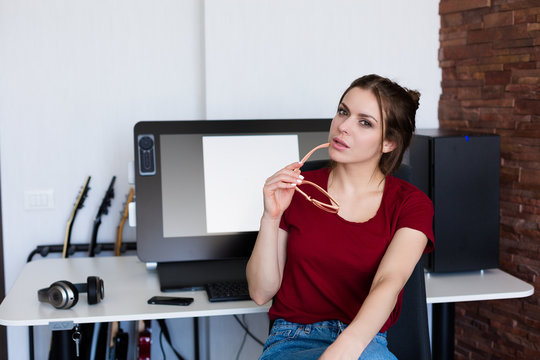 Woman working at the computer