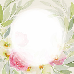 Greeting card with watercolor flowers handmade.