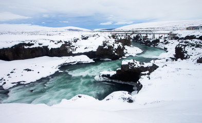 River in Iceland, downstream of Godafoss waterfall