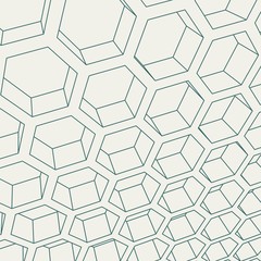 Perspective view on honeycomb. Hexagon pattern background. Isometric geometry