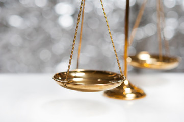 Golden brass balance scale