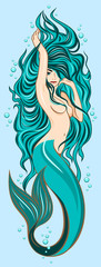 Picture of a cute mermaid with lush, long hair