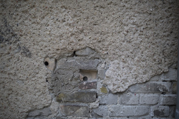 A ruined wall with copy space