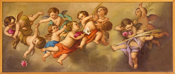 Photo sur Plexiglas Monument REGGIO EMILIA, ITALY - APRIL 12, 2018: The painting of angels in church Chiesa dei Cappuchini by Padre Angelico da Villarotta (1900 - 1987).