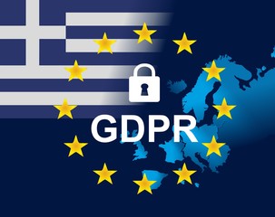EU and national flag of Greece - General Data Protection Regulation