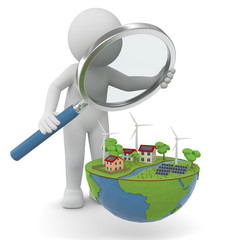 3d Männchen mit Lupe Ölostrom