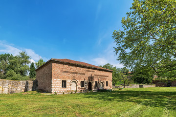 Fototapeta na wymiar Belgrade, Serbia April 24, 2018: The building of a former cannon and military kitchen is located in the Lower Town of the Belgrade Fortress, in the vicinity of the Charles VI Gate.