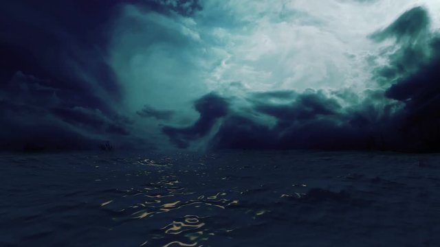Blue Ocean View with stormy Clouds on the Horizon