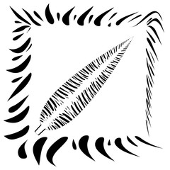 Obraz premium Vector postcard with a pen in a square frame in ethnic style on a white background.