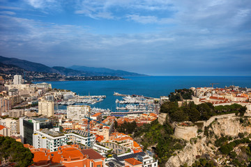 Fototapeta na wymiar Monaco Principality at Mediterranean Sea