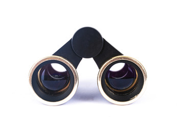 Vintage binoculars isolated on white background