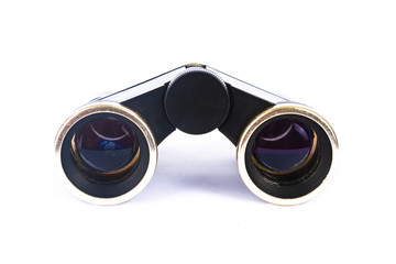 Vintage binoculars isolated on white background